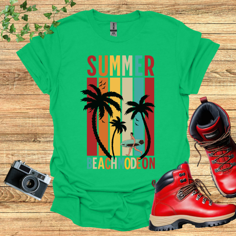 Summer Beach Mode On Male Surfer T-Shirt