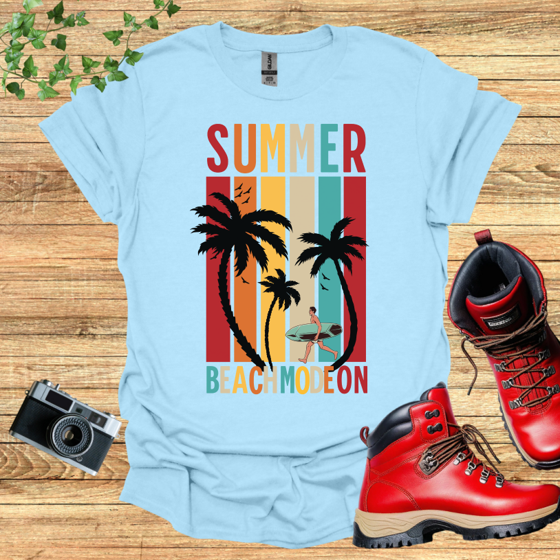 Summer Beach Mode On Male Surfer T-Shirt