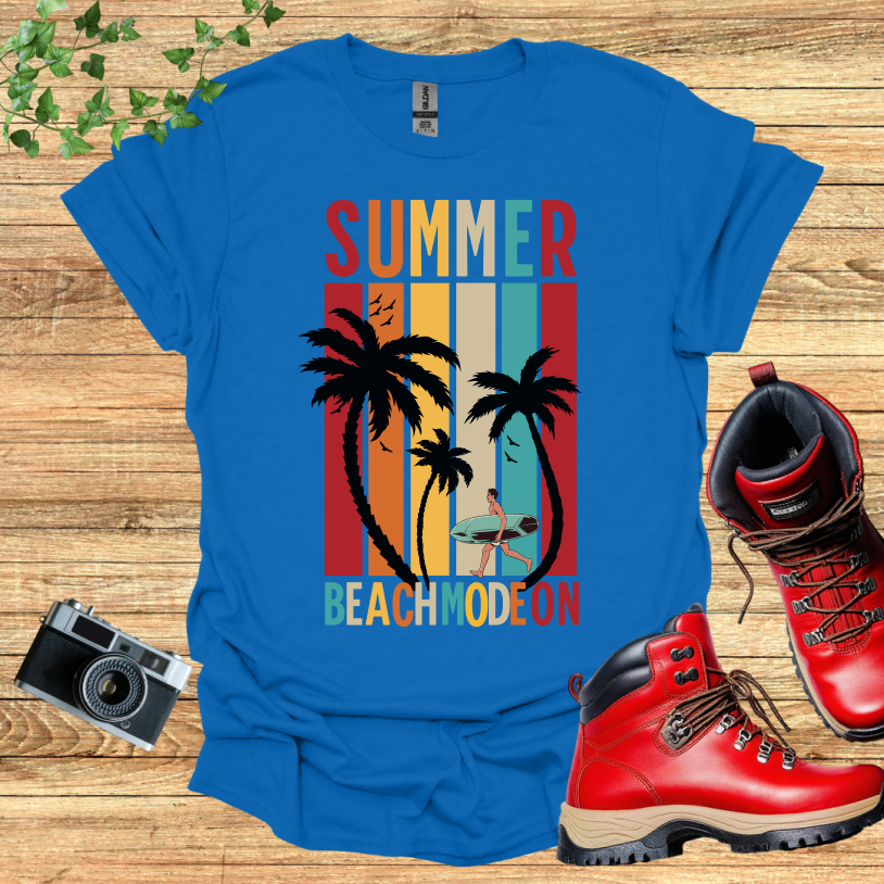 Summer Beach Mode On Male Surfer T-Shirt