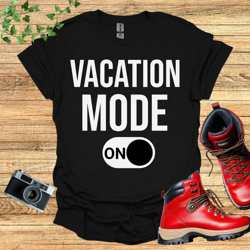 Vacation Mode ON Black T-Shirt