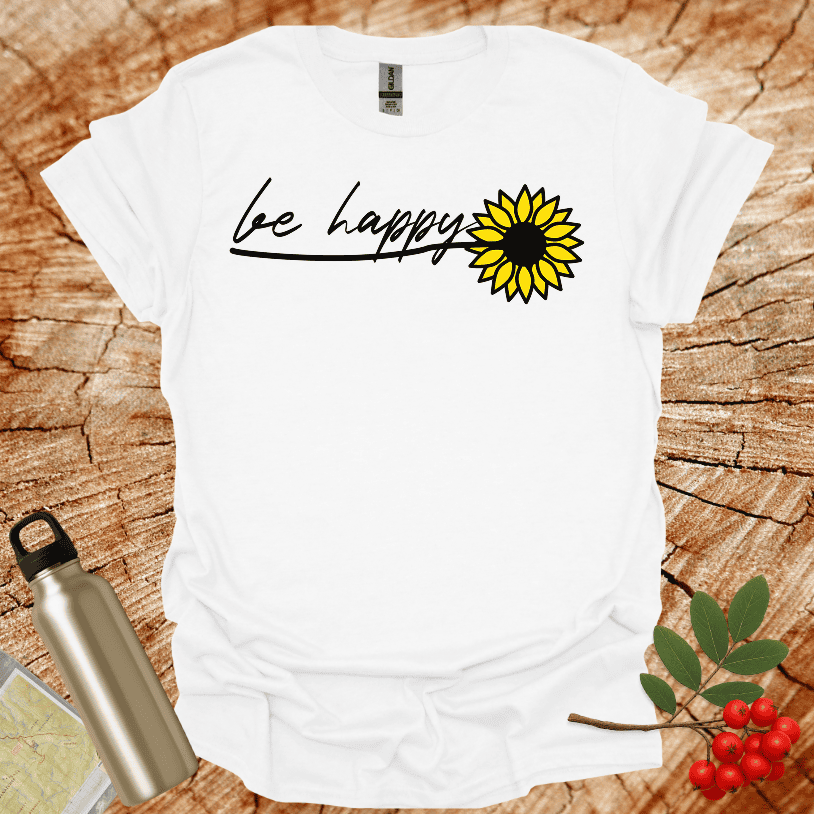 Be happy Sun Flower Multiple Leaves T-Shirt