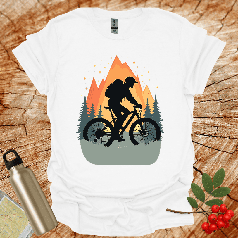 Black Biker Trees Sunset T-Shirt