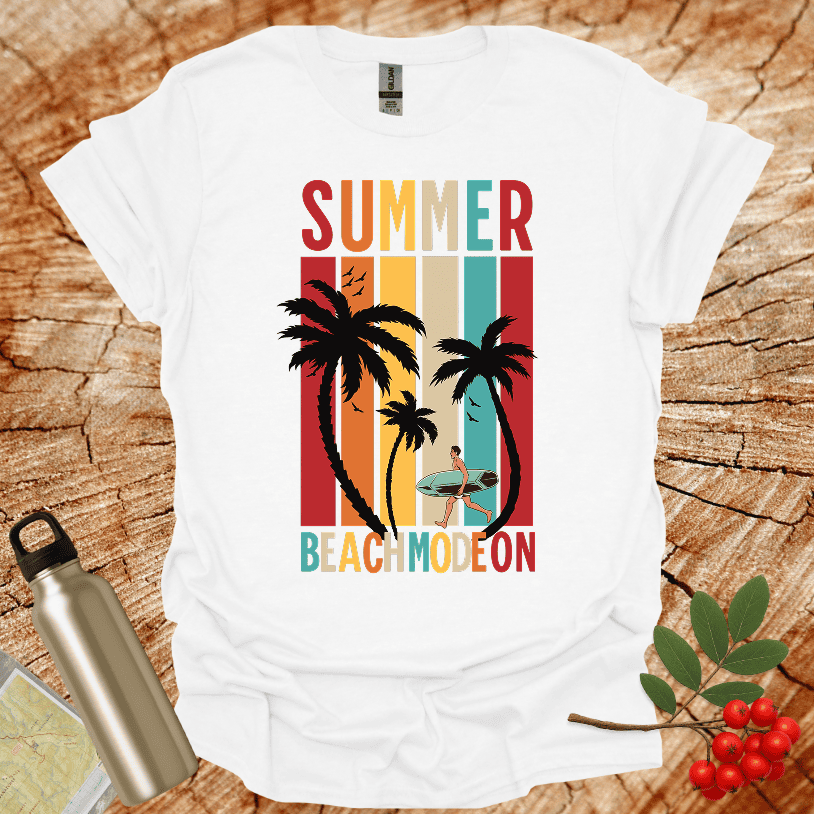 Summer Beach Mode On Male Surfer T-Shirt