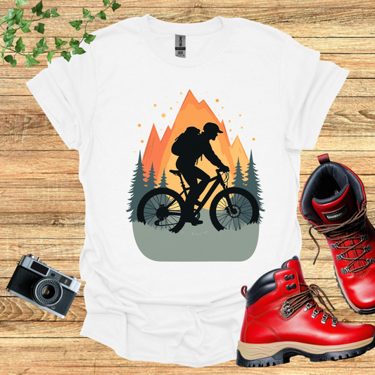 Black Biker Trees Sunset T-Shirt