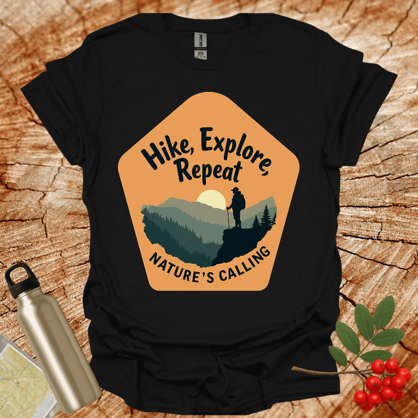 Hike Explore Repeat Nature is calling Polygon T-Shirt