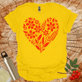 Floral Heart Shape Red T-Shirt