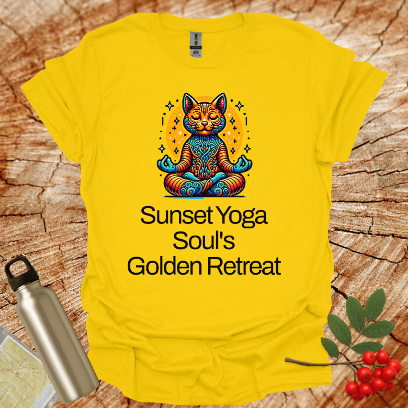 SunSet Yoga Cat Golden Retreat T-Shirt