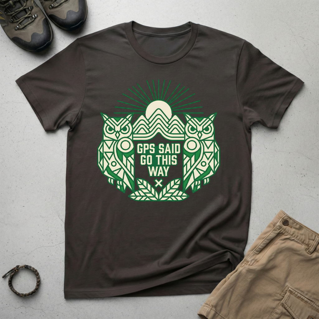 Symmetrical GPS Owls T-Shirt