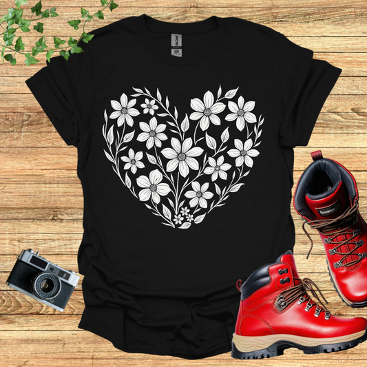 Floral Design Heart T-Shirt