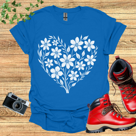 Floral Design Heart Shaped Multiple Flowers T-Shirt