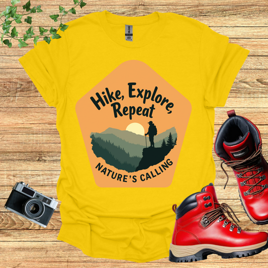 Hike Explore Repeat Nature is calling Polygon T-Shirt