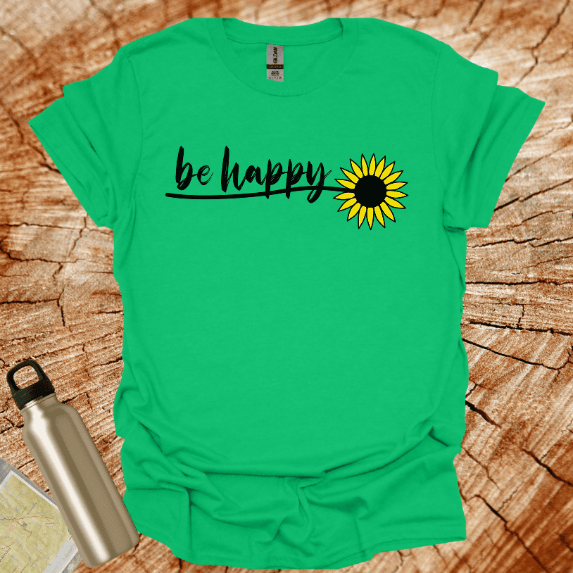 Be Happy Sun Flower Single Leaves T-Shirt