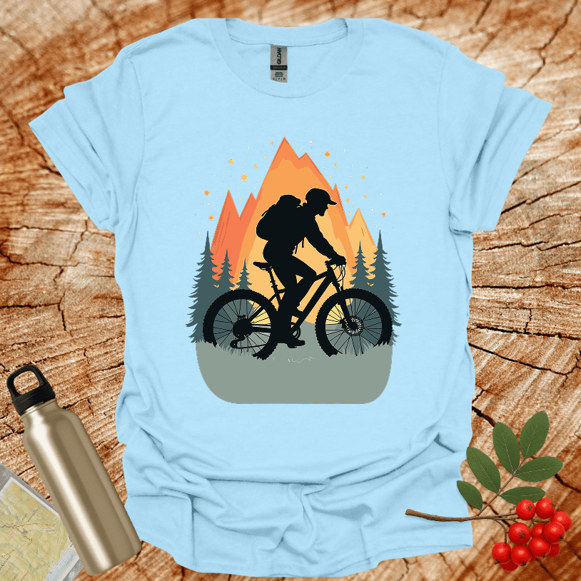 Black Biker Trees Sunset T-Shirt