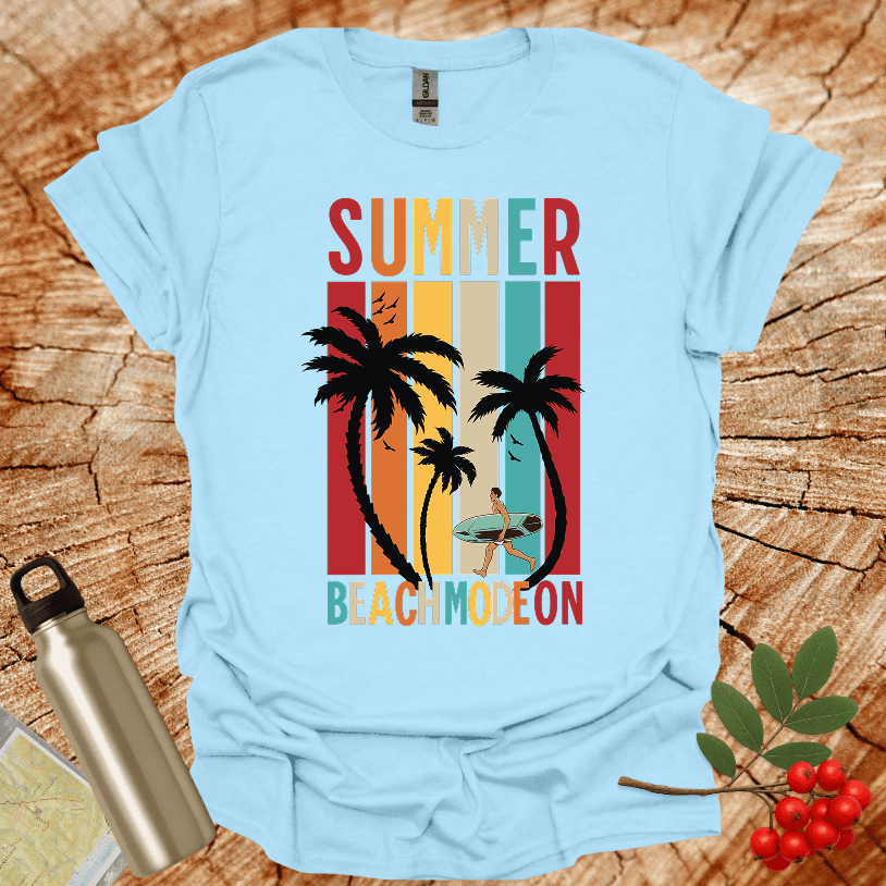 Summer Beach Mode On Male Surfer T-Shirt