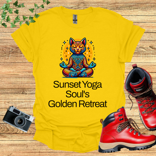 Sun Set Yoga Cat Golden Retreat T-Shirt