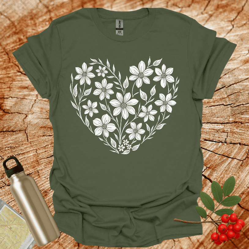 Floral Design Heart Shaped Multiple Flowers T-Shirt
