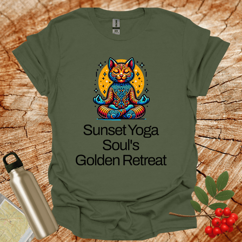 SunSet Yoga Cat Golden Retreat T-Shirt