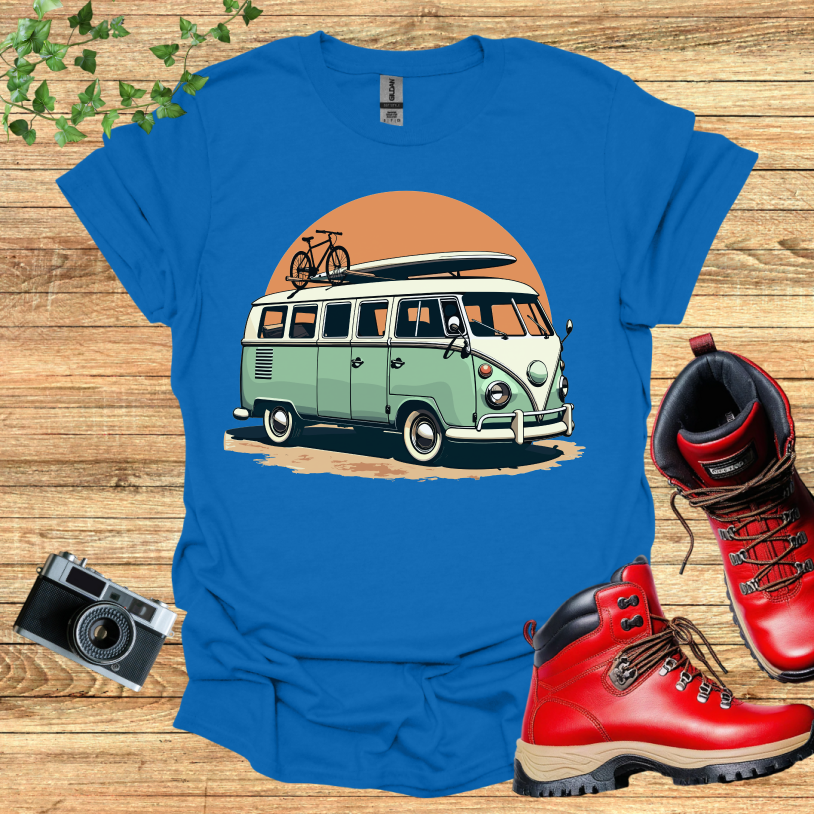 Old Van Surfboard Sandy Road T-Shirt