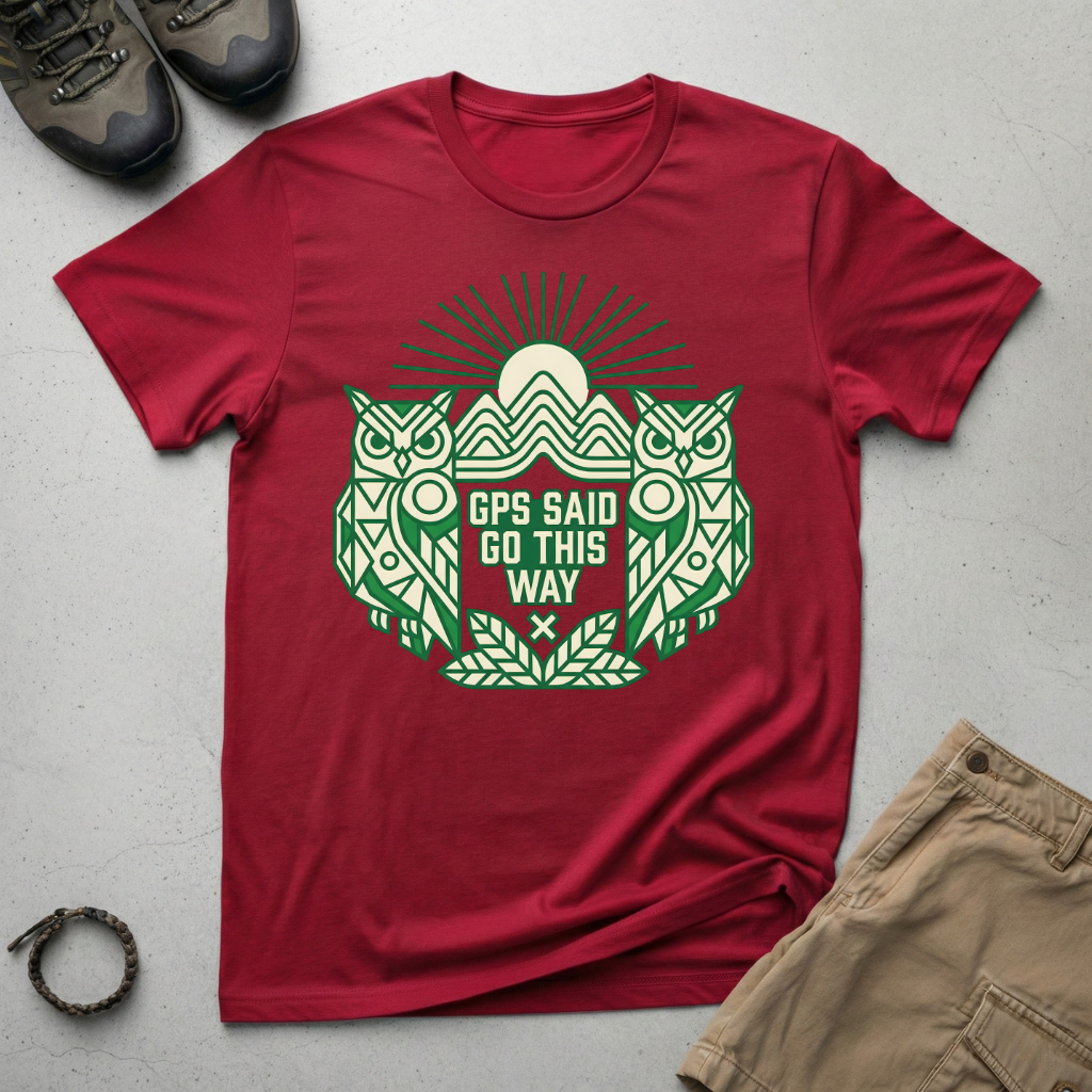 Symmetrical GPS Owls T-Shirt