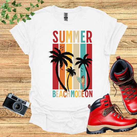 Summer Beach Mode On Female Surfer T-Shirt