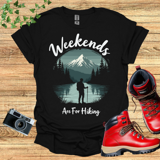 Weekends Are For Hiking Black Only T-Shirt