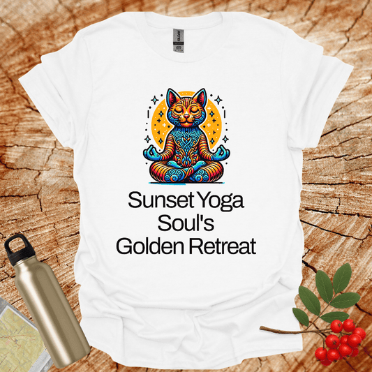 SunSet Yoga Cat Golden Retreat T-Shirt