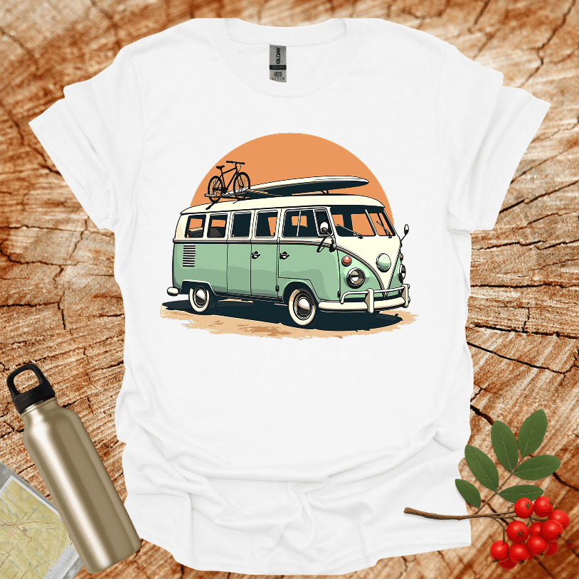 Old Van Surfboard Sandy Road T-Shirt