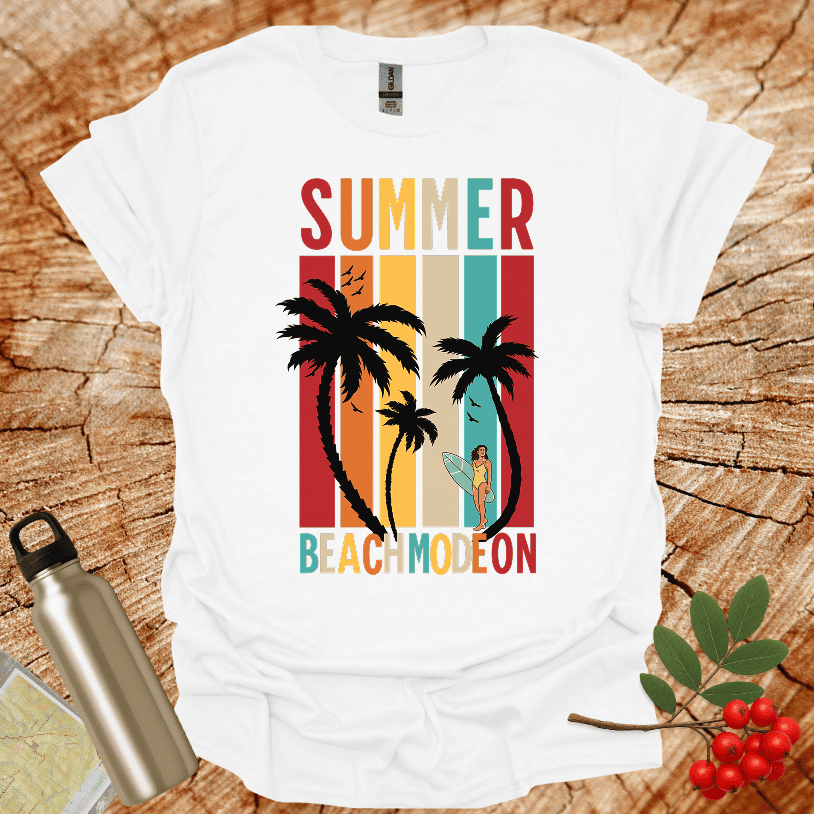 Summer Beach Mode On Female Surfer T-Shirt